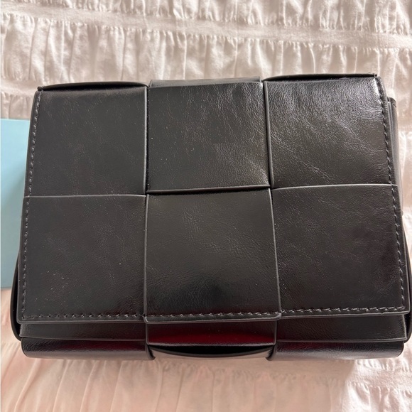 Tiffany & Fred Black Woven Leather Basket Weave Purse - Picture 9 of 9